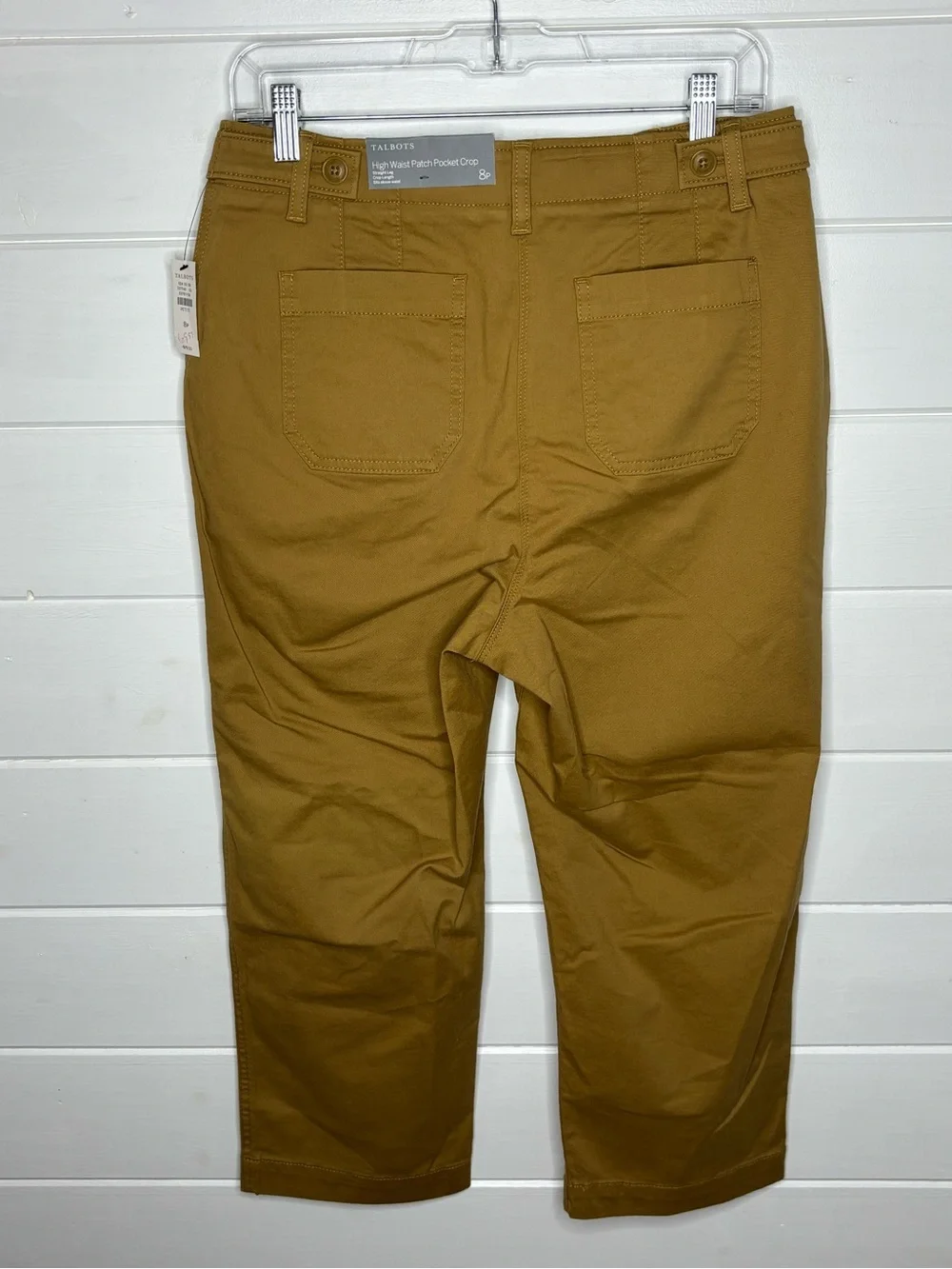 Talbots High Waist Patch Pocket Crop Pants 8P Petite Camel Brown NWT
